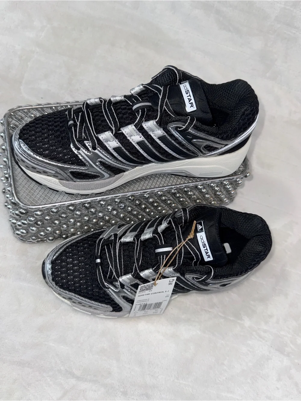 ✨👟 Adidas Adistar Control 5 J Black Silver Sz 4 Youth/Wmns 5.5  KI8733 NWT 🖤⚡